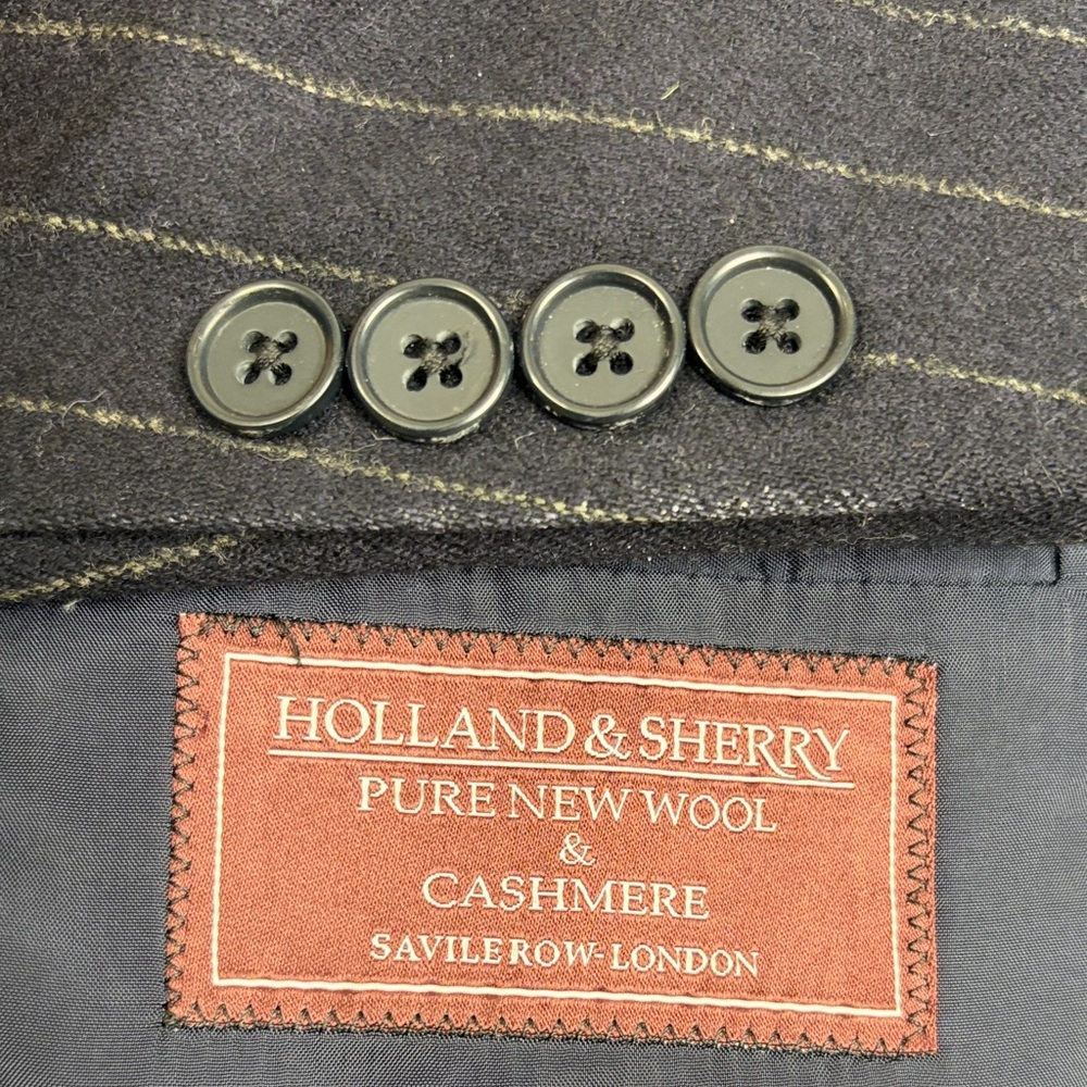 Coppley Sport Coat Mens 46R Navy Blue Pinstripe Wool Cashmere Blazer Custom Made